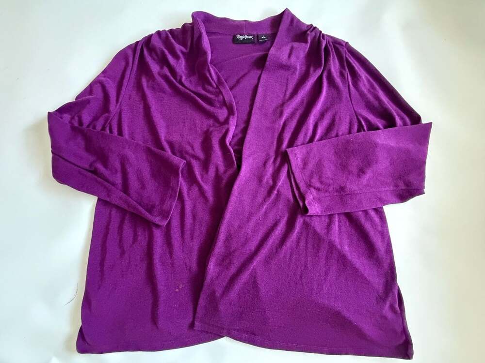 Vintage Purple Shrug Cardigan Woman 1X Open Front Y2K Bolero Top